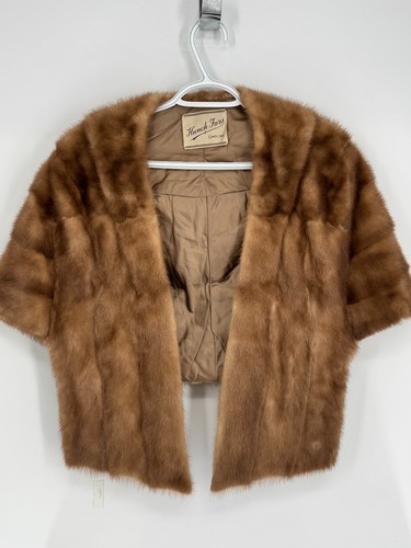 VTG 70s HUNCH FURS Indiana Genuine Blond Mink Fur Stole Shawl Bolero Made in USA - Picture 16 of 17