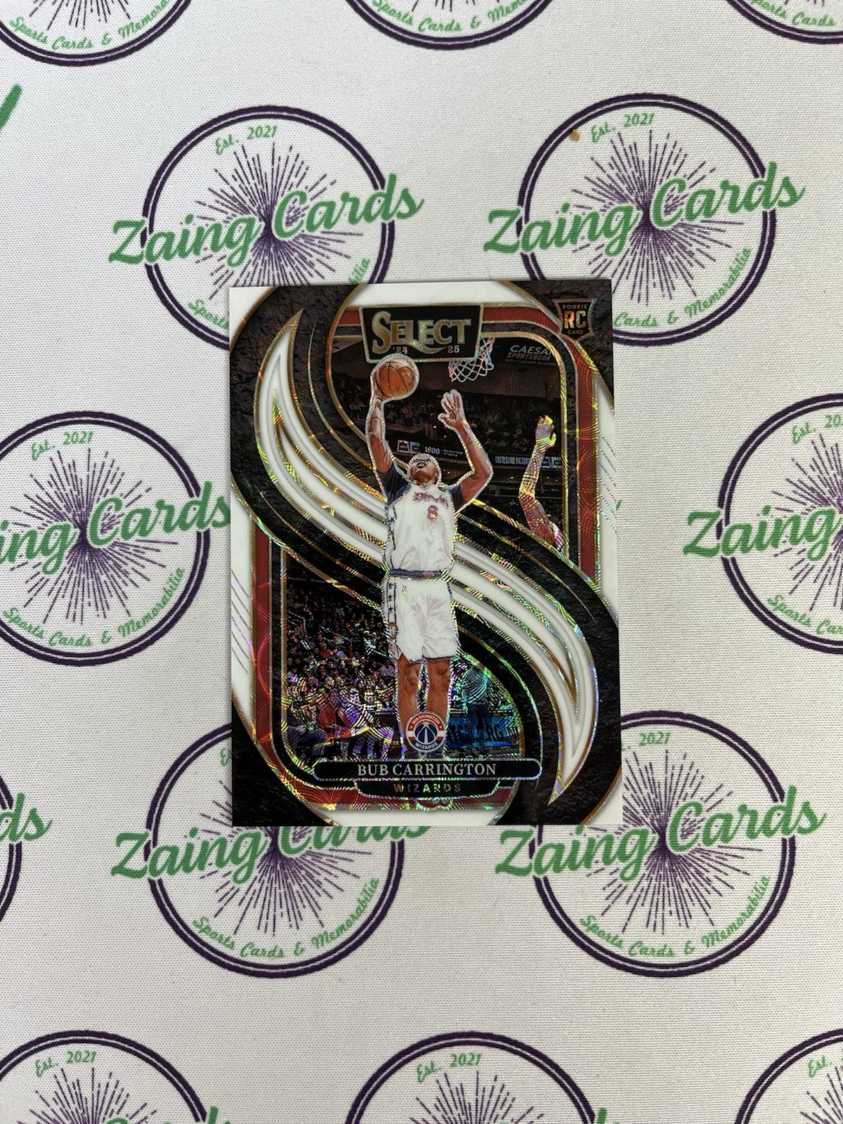 BUB CARRINGTON Rookie White Scope 30/35 Premier 2024-25 Panini Select Basketball