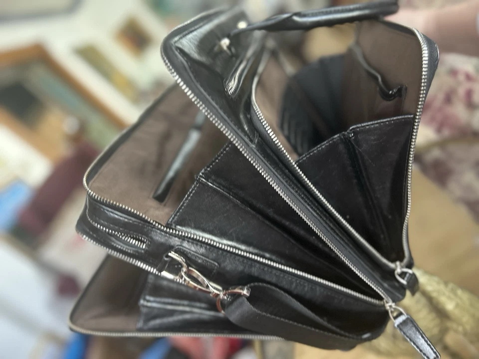 Elegante maletín de cuero negro para hombre y mujer de Bostanen - 50% de descuento al por menor Foto 3 de 4