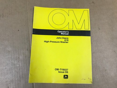 #ad Vintage John Deere A18 High Pressure Washer Operator#x27;s Manual OM TY8037 D6 $16.96