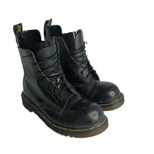 Dr Martens 101 Made In England Black Leather 7 Eye Combat Boots Vtg 8 AirWair