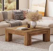 Square Coffee Table, 39-Inch Farmhouse Wooden Center Tea Table for Living Room