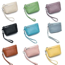 Women's Wristlet Clutch Slim Leather Wallet Fashion Compact Mini Travel Handbag