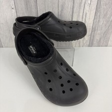 Zoccoli Crocs Dual Comfort foderati in pelliccia neri, taglia UK 9 donna 11 unisex