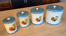 Vintage Canister Set Of 4 Fruit Design Metal ...