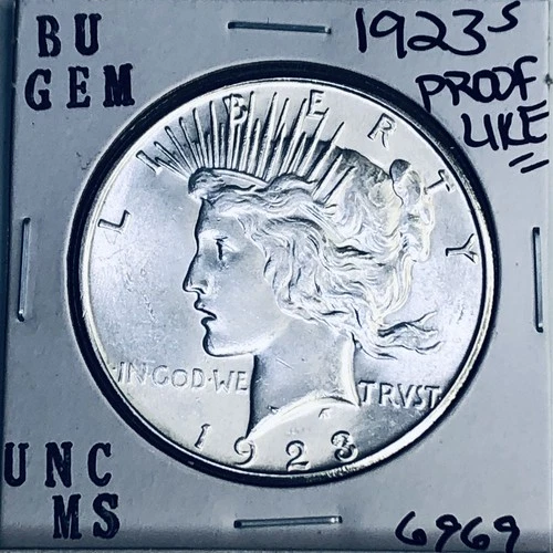 1923 S BU GEM PEACE SILVER DOLLAR UNC MS+++ GENUINE U.S. MINT RARE COIN 6969
