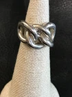 Vintage Sterling Silver Link Chain Front Ring TV-47 Taxco Mexico Size 6