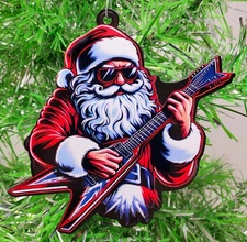 Generic Rock N Roll Santa with Electric Guitar Rocker Christmas Ornament