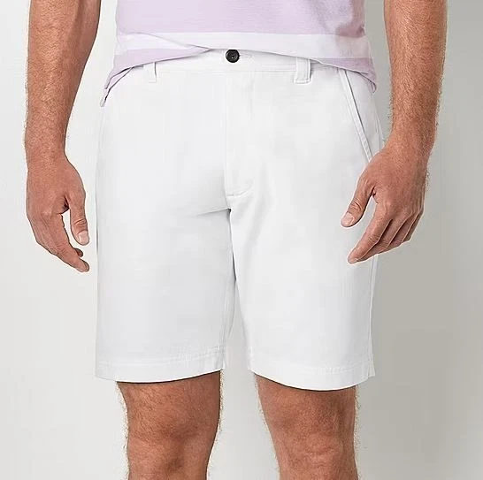 St. John's Bay Men's 9" Mid Rise Stretch Fabric Chino Shorts White Size W44