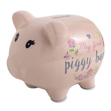 Baby Essentials My First Piggy Bank, 8 inches x 5 x 4 inches, Flowers