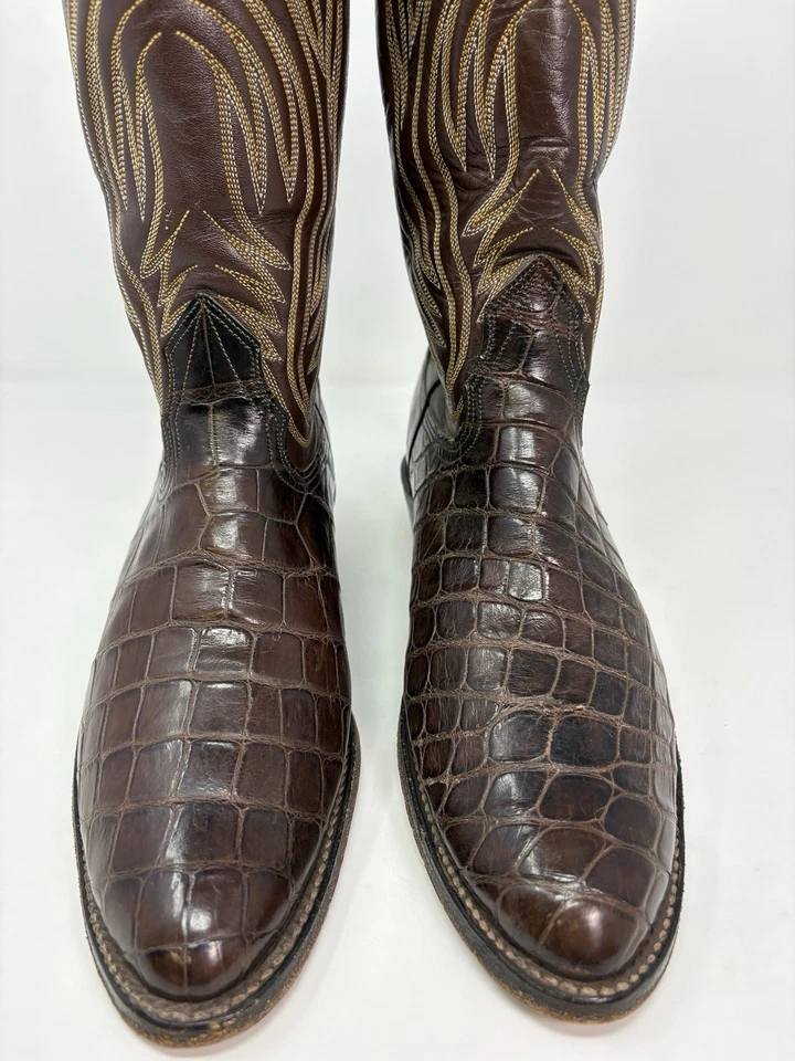 Botas de cocodrilo Nocona de colección para mujer 9 B marrón punta redonda occidentales Foto 4 de 4