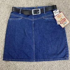 Route 66 Belted Jean Skirt Junior 11/12 Blue Denim 100 Cotton Pockets Back Zip