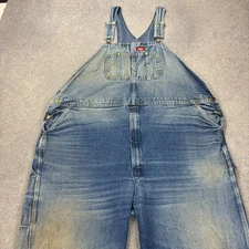 Dickies Dungarees Adult 52x32 Blue Overalls Bib Denim Work Wear Carpenter Mens*