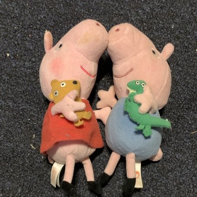 Peppa Pig George Pig 2pc Small Plush Set w/ Teddy & Green Dinosaur 2015