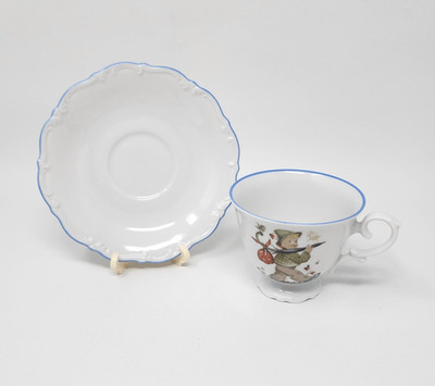 Vtg Sister Berta Hummel Originals Porcelain Footed Teacup w Saucer West Germany
