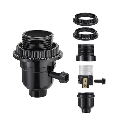 Durable Medium Base Lamp Socket with 2 Shade Rings for Easy Replacement