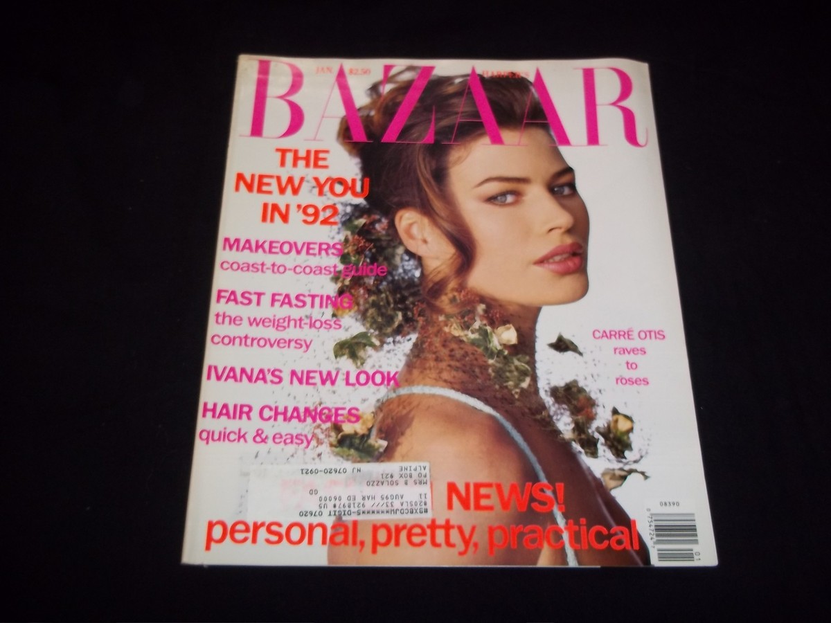 1992 JANUARY HARPER'S BAZAAR MAGAZINE - CARRE OTIS - NICE FASHION