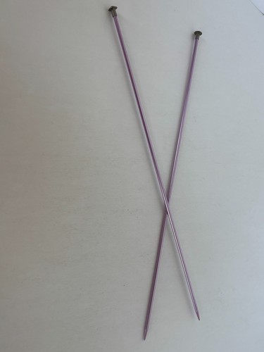 Agujas de tejer tamaño 4 par recto de un solo punto herramienta de metal púrpura claro - Imagen 4 de 4