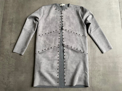 Damen Cardigan von Bluoltre S/M grau Veloursoptik und