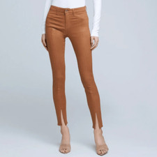 NWT L'agence Jyothi High Rise Split Ankle Jean in Cognac Coated in Size 26