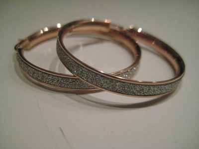 Gold glitter earrings 9 carat yellow gold crossover moondust
