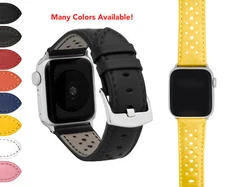 Mens Perforated Leather Rally Strap for Apple Watch Band 49mm Ultra 1 & 2
