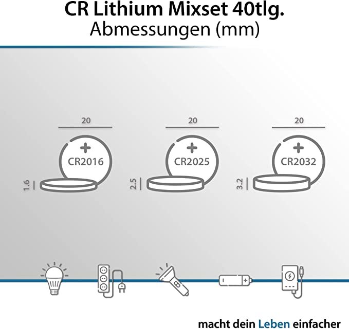 Thumbnail - Premium Knopfzellen Batterien Von Arcas Cr2032 Cr2016 Cr2025 Lithium