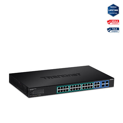 TRENDnet TPE-2840WS 24-port Gigabit Web Smart PoE Switch plus 4 SFP slots