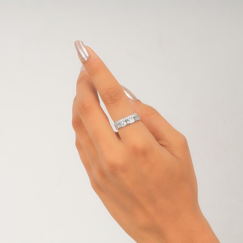2.00ct Baguette & Marquise Cut Moissanite Wedding Band In 14K Gold Finish - Picture 5 of 6