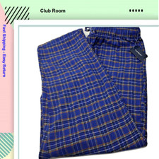 Club Room Men's Sleepwear Pants Polyester-Cotton Blue Original Tartan- XL