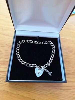 Sterling Silver 925 Charm Bracelet, Inches X With Heart