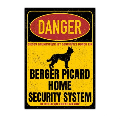 Berger Picard de Picardie Dog Schild Danger Security System Türschild Hundeschil