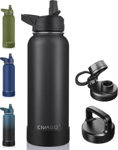 40 oz Insulated Water Bottle With Straw, Stainless Steel Sports Water Cup Flask