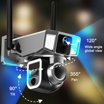 4G/WiFi 10X Optical Zoom 4K 4MP PTZ Solarpanel Überwachungskamera CCTV Kamera