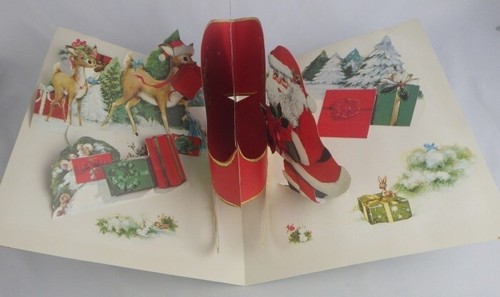 Carte Hallmark Vintage Scena di Babbo Natale 3D Pop-Up Decorazione Natalizia - Mai Usate - Foto 3 di 8