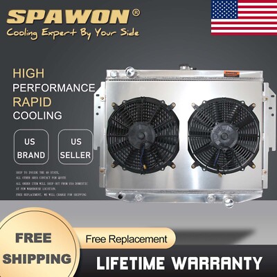 SPAWON Cooling Fan Shroud Radiator For Plymouth Volare Dodge Mirada 1976-1989