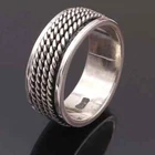 925 Sterling Silver Band& Spinner Meditation Handmade Gift her ring All Size Dk6