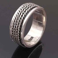 925 Sterling Silver Band Spinner Meditation Handmade Gift her ring All Size Dk6