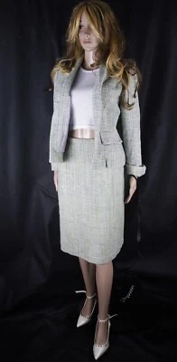 Vtg 100% Seide Silk Tweed Skirt Suit Kostüm Jacke Rock Pendleton All Season Sz S - Bild 1 von 4