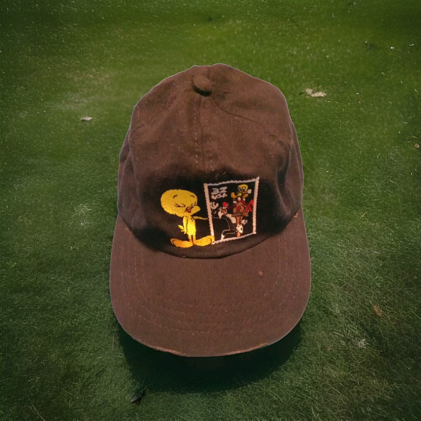 Vintage 1997 Looney Tunes Tweety & Sylvester USPS Stamp Collection Hat Made in USA