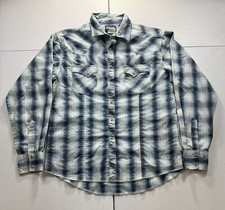 Vintage Wrangler Pearl Snap Shirt Men  s L Brushpopper Plaid Long Tails Western