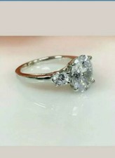 3.Ct Oval Lab-Created Diamond Three-Stone Wedding Ring Solid 925 Sterling Silver