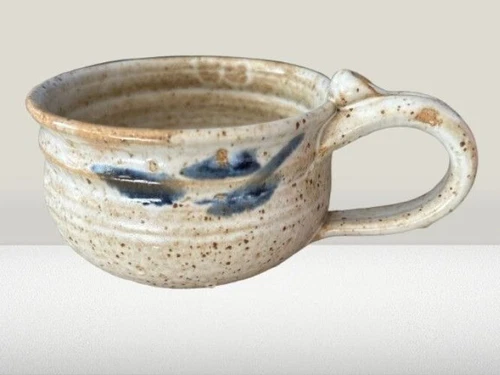 Vintage Circa 1997 Pottery Stoneware Soup Mug Hand-made Signed