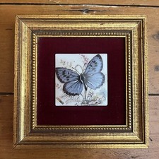 Antique Limoges Hand Painted Porcelian Tiles In Velvet Frame