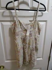 URBAN OUTFITTERS SWEET ON YOU LINEN NEUTRAL MULTI MINI DRESS SIZE SMALL   NEW