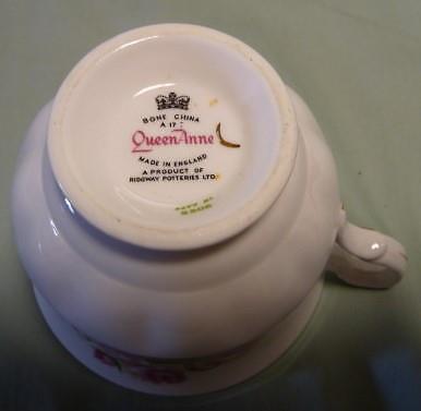 QUEEN ANNE ENGLAND RIDGWAY POTTERIES LTD. CUP&SAUCER # B 179 BONE CHINA FLORAL - Picture 8 of 9