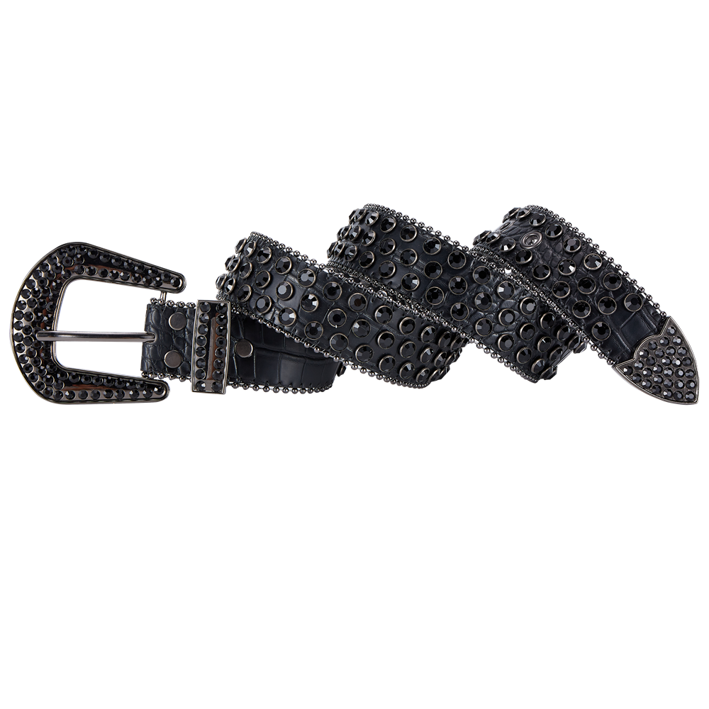 New Black Leather Women Western Fashion Belt W/ Bling