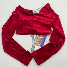 Shein Womens Top Large Red Chain Link Stretch Party Cropped Short Corset New
