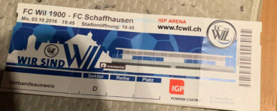 Sammler Ticket FC Wil - FC Schaffhausen vom 03.10.2016 