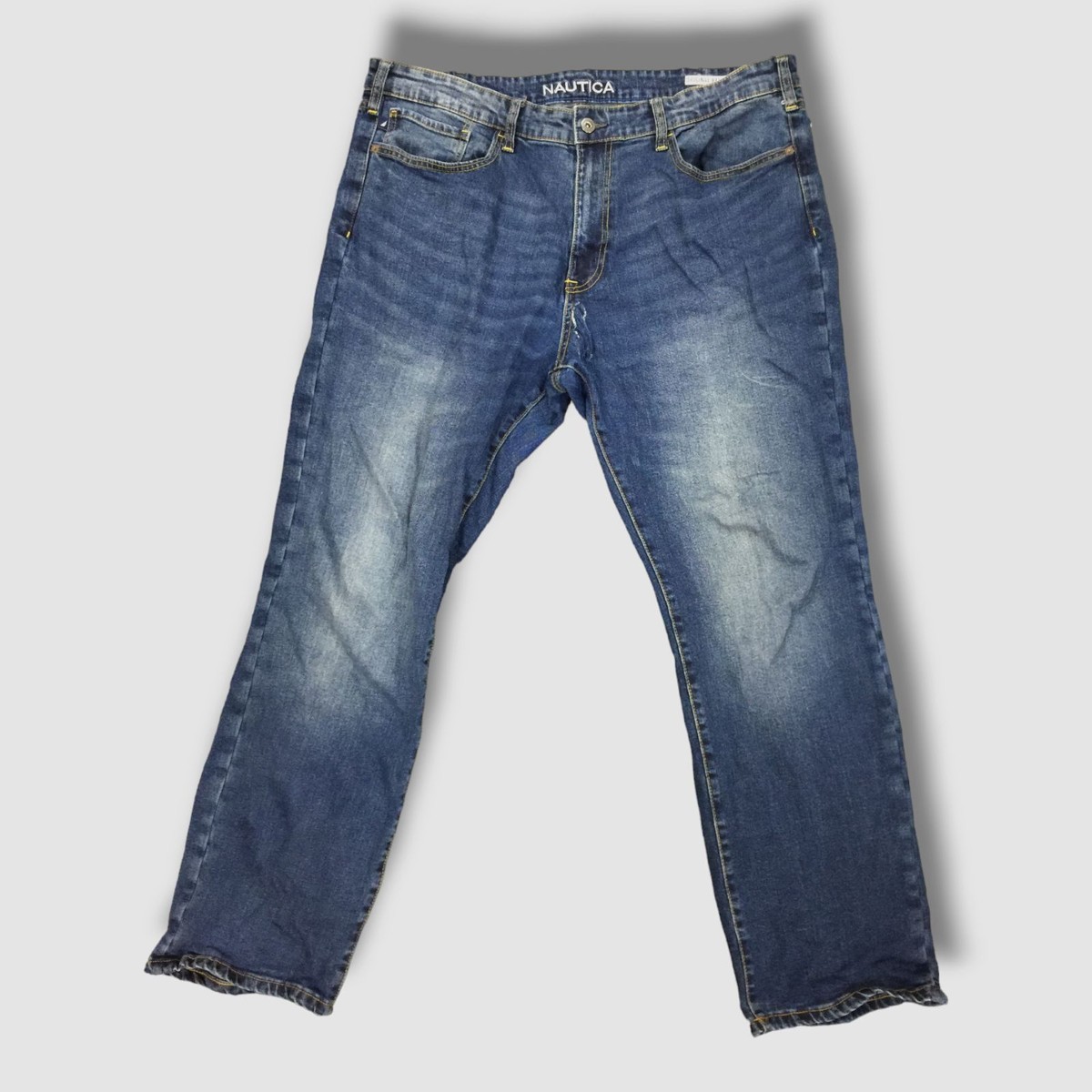 $89 Nautica Men's Blue Relaxed Stretch Denim Straight Jeans Pants